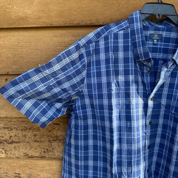George Blue Plaid Button Down Short Sleeve Mens Shirt Size 3XL - Picture 2 of 10